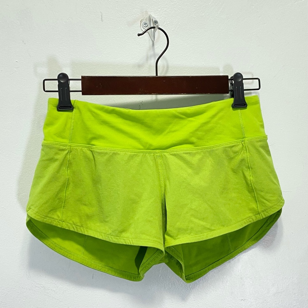 Lulu Lemon bright green running shorts size 2